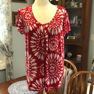 Michael Kors red and white breezy short sleeve top Size XL